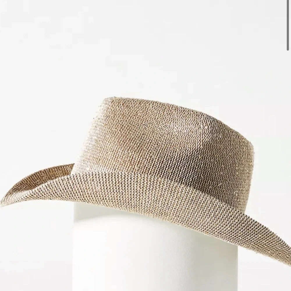 Anthropologie Sparkle Cowboy Rancher Hat beige-gold one size western core - Picture 6 of 9